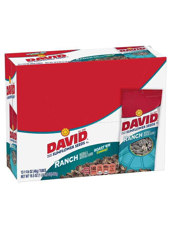 14984 - David Sunflower Seeds Tubes, Ranch - 12 Pack - Box:  - Loc: M11