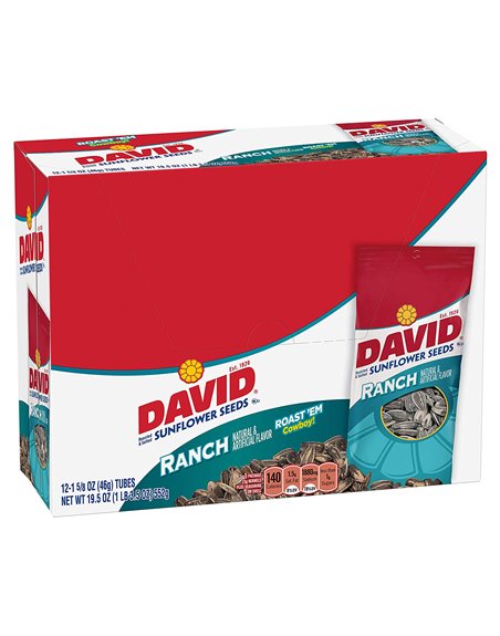 14984 - David Sunflower Seeds Tubes, Ranch - 12 Pack - Box:  - Loc: M11