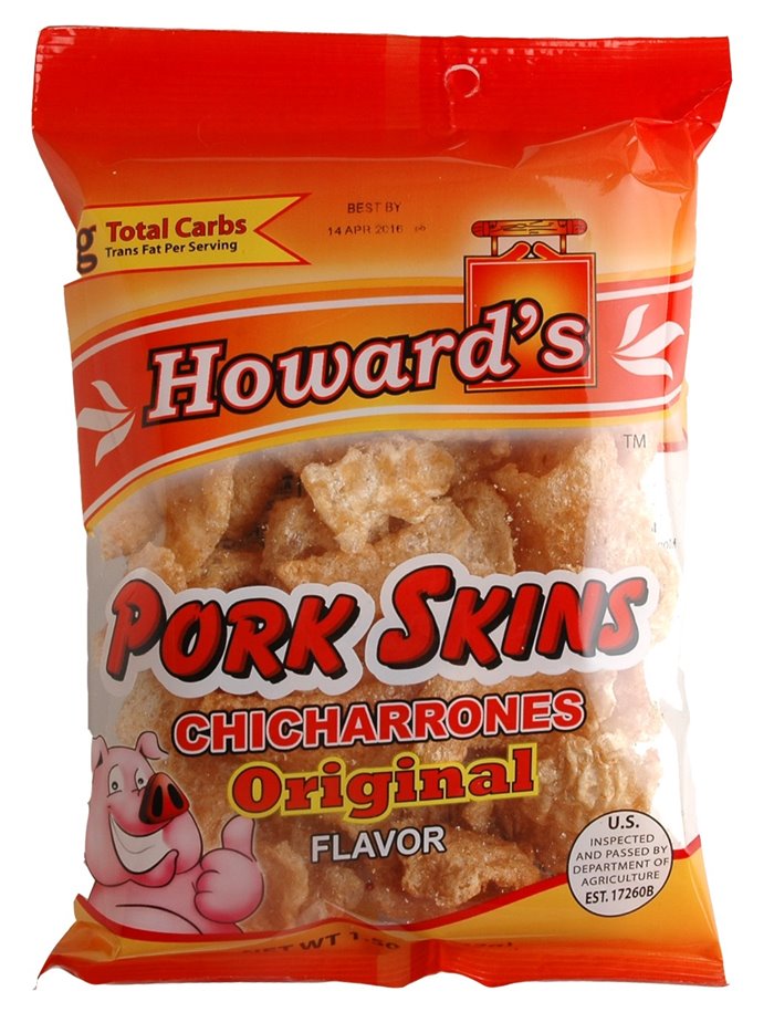 15060 - Howard's Pork Skins Original ( Soft ) - 1.5 oz. - Box:  - Loc: P2