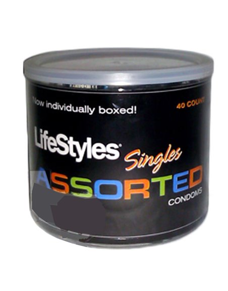 15140 - LifeStyle Singles Assorted Condoms - 40ct - Box:  - Loc: K10