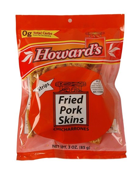 15158 - Howard's Fried Pork Skins, Original - 3 oz (Case of 24) - Box:  - Loc: P3