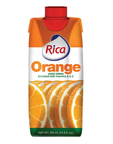 15313 - Rica Juice Orange - 330ml (Pack of 18) - Box:  - Loc: F2