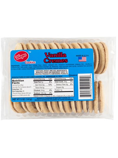 9545 - Cookies, Vanilla Creme - 5 oz. (Case of 12) - Box:  - Loc: F7