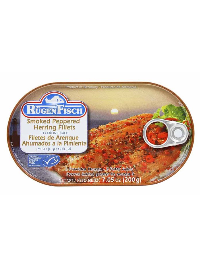 15805 - Rugen Fisch Smoked Peppered Herring Fillets - 7.05 oz (Case of 32) - Box:  - Loc: H4