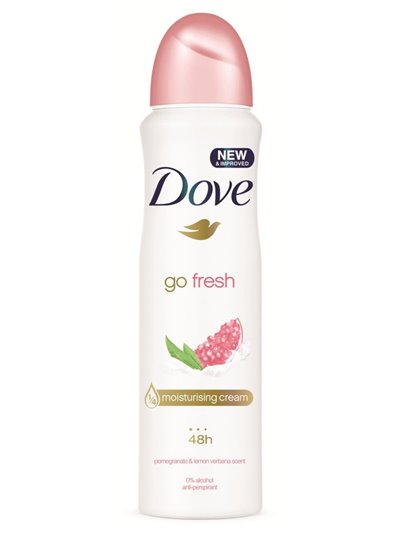 15869 - Dove Deodorant Spray, Go Fresh Pomegranate & Lemon - 150ml - Box:  - Loc: K8