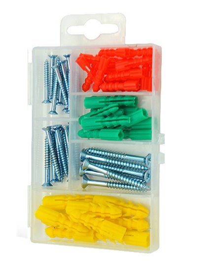 15141 - Screw & Plastic Anchor Assortmen - 94 Pieces ( TS-H303 ) - Box:  - Loc: A1