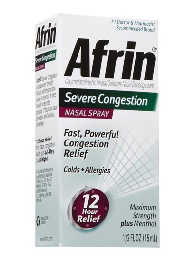 16489 - Afrin Nasal Spray Severe Congestion - 1/2 fl. oz. - Box:  - Loc: F1