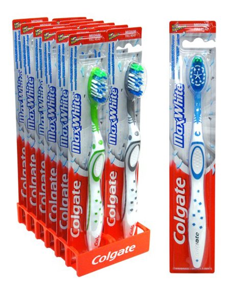 16633 - Colgate Toothbrush, MaxWhite Medium - (Pack of 12) - Box:  - Loc: K8