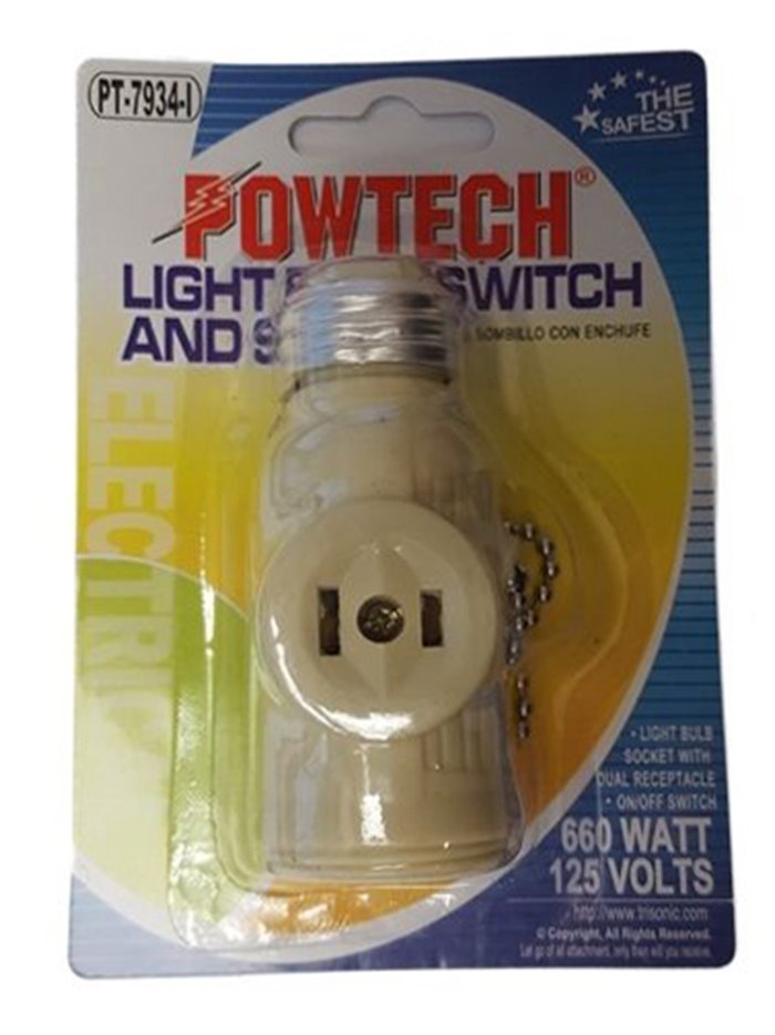 8039 - Light Bulb Switch & Socket, White - (PT-7934-I) - Box:  - Loc: A1