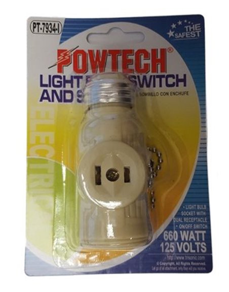 8039 - Light Bulb Switch & Socket, White - (PT-7934-I) - Box:  - Loc: A1