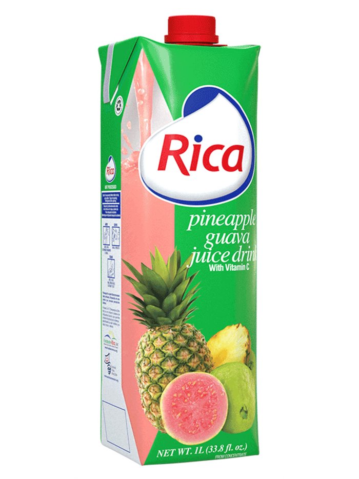 17228 - Rica Juice Pineapple Guava - 1 Lt. (Pack of 12) - Box:  - Loc: F2