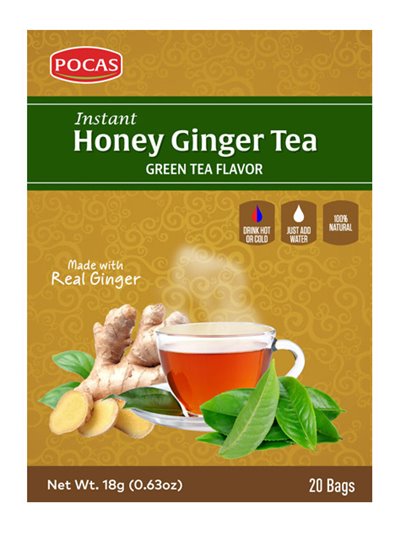 18048 - Pocas Honey Ginger Tea, Green Tea Flavor - 18gr/20ct. (Case Of 24) - Box:  - Loc: M2
