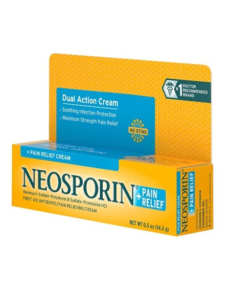 18146 - Neosporin Pain Relief Cream, 0.5 oz - Box:  - Loc: K-1