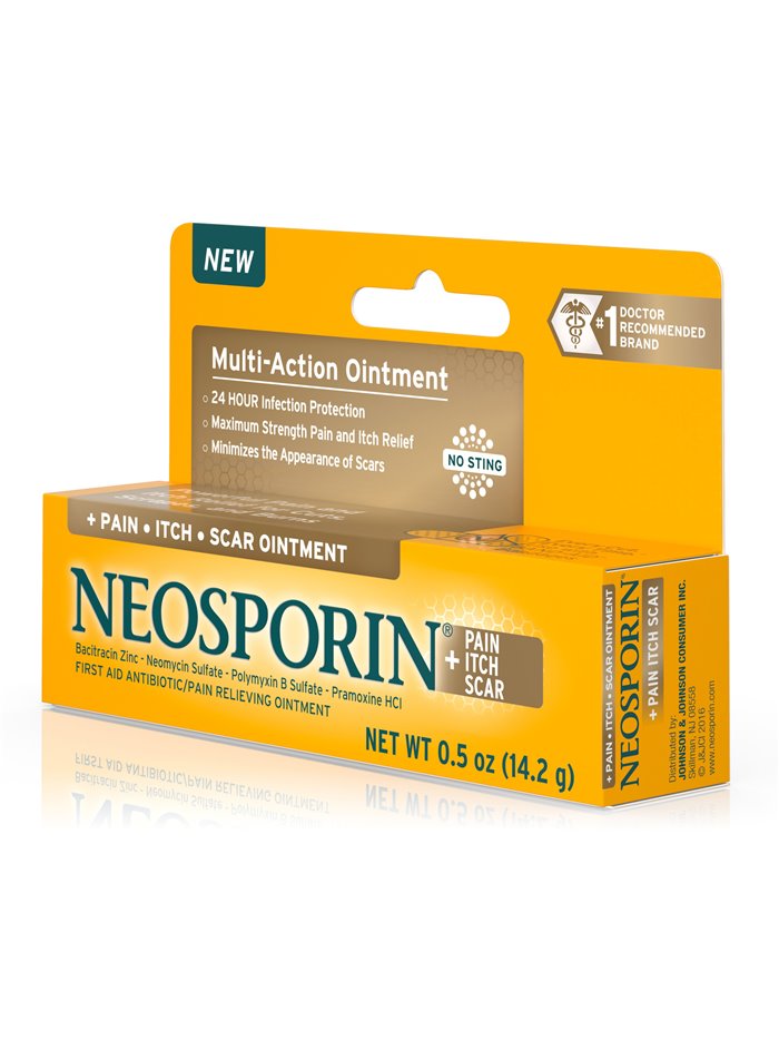 18147 - Neosporin Pain Itch Scar Ointment, 0.5 oz - Box:  - Loc: K1