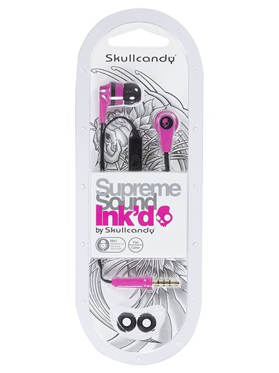 18394 - Skullcandy Ink'd Earbuds With Mic, Pink - Box:  - Loc: 