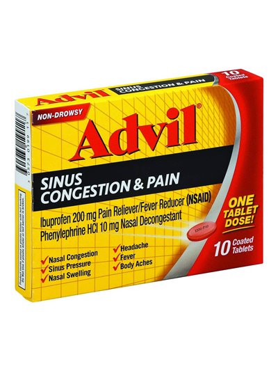 18826 - Advil Sinus Congestion 200mg - 10ct - Box:  - Loc: F1