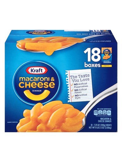 18987 - Kraft Macaroni & Cheese Dinner - 7.25 oz. (18 Boxes) - Box:  - Loc: G8