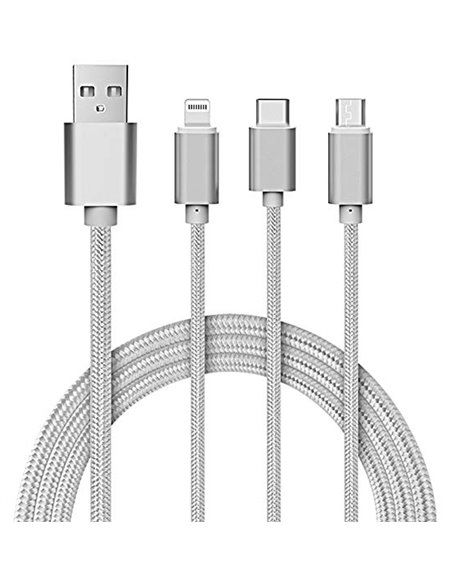 19221 - Aoko Data Cable 3.6 A 3 in 1 ( Galaxy & iPhone ) - Box:  - Loc: L0