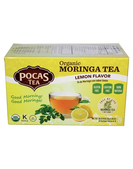 19340 - Pocas Organic Moringa Tea, Lemon - 20ct. (Case OF 6) - Box:  - Loc: R7