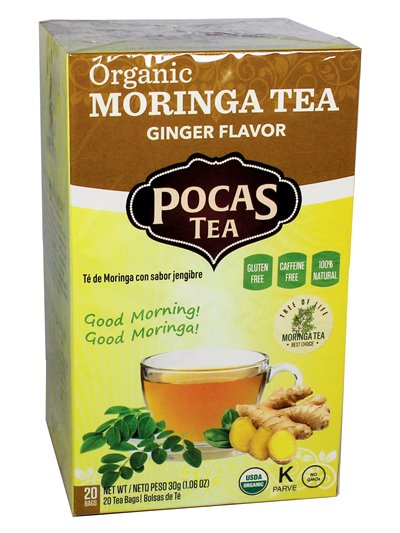 19341 - Pocas Organic Moringa Tea, Ginger Flavor - 20Count. (Case Of 6) - Box:  - Loc: M1