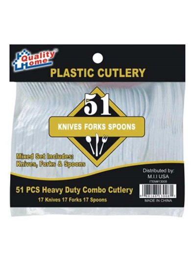 19351 - Plastic Cutlery ( Knife, Fork, Spoon ) - 24 Pack/51pcs - Box:  - Loc: E10