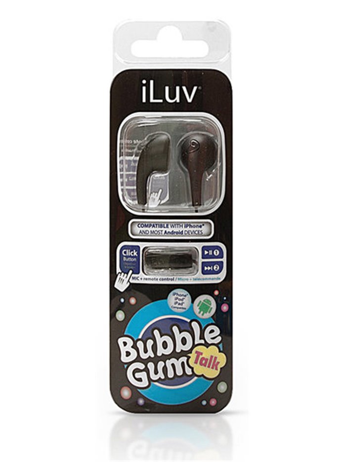 19368 - iLuv Bubble Gum Talk Earphones W/ Mic, Black - Box:  - Loc: 