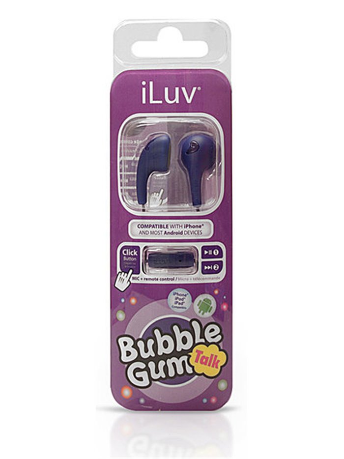 19370 - iLuv Bubble Gum Talk Earphones W/ Mic, Purple - Box:  - Loc: L0