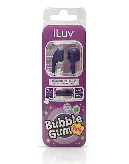19370 - iLuv Bubble Gum Talk Earphones W/ Mic, Purple - Box:  - Loc: L0