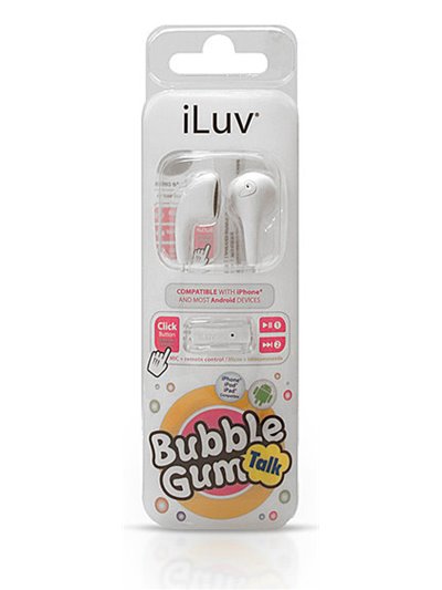 19373 - iLuv Bubble Gum Talk Earphones W/ Mic, White - Box:  - Loc: 