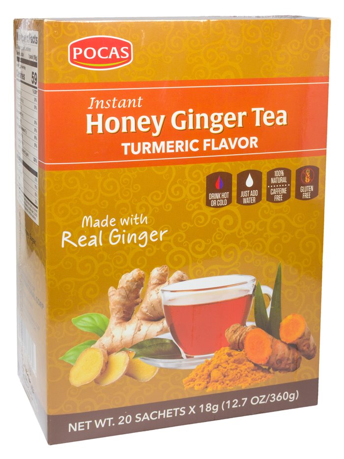 19698 - Pocas Honey Ginger Tea, Turmeric Flavor - 18gr/20ct. (Case Of 24) - Box:  - Loc: R4