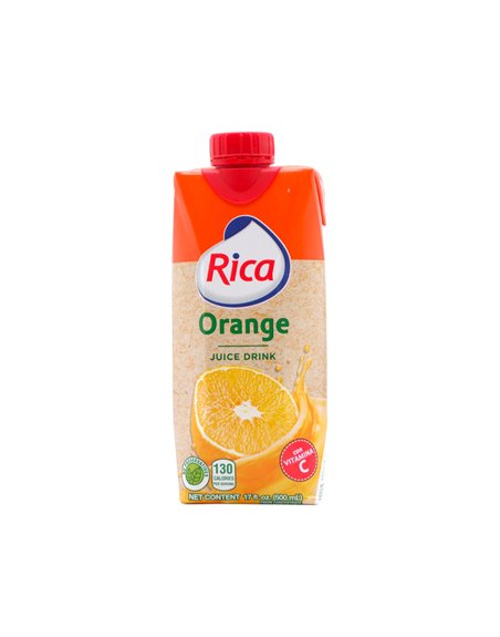 19766 - Rica Juice Orange - 17 fl. oz. 1/2 litro (Pack of 18) - Box:  - Loc: F3