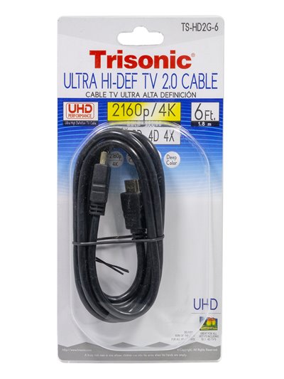 21298 - Trisonic  Ultra Hi Definition HDMI Cable, 6 ft ( TS-HD2G-6 ) - Box:  - Loc: A1