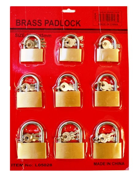 21570 - Brass Padlock 30/40/50mm - 12ct - Box:  - Loc: I4