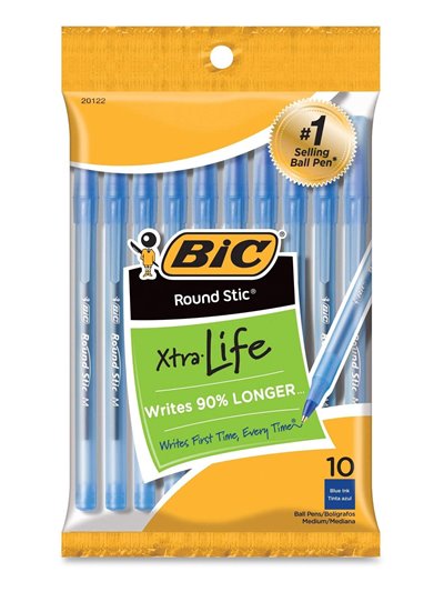22829 - Bic Round Stic, Blue - 10ct - Box:  - Loc: F1