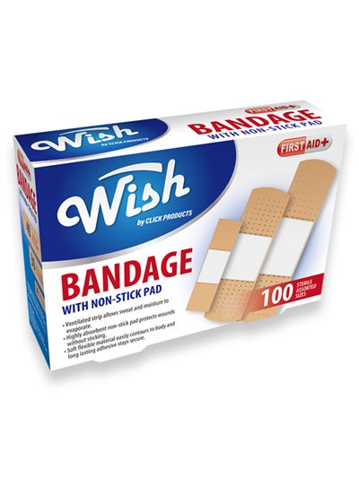 22909 - Wish Bandage Assorted Sizes - 100ct - Box:  - Loc: K12