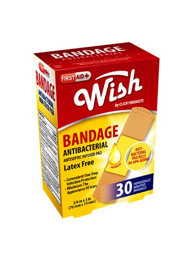 22910 - Wish Bandage Antibacterial - 30ct - Box:  - Loc: K12