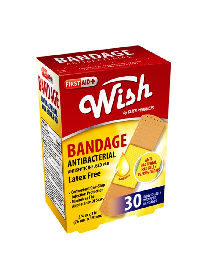 22910 - Wish Bandage Antibacterial - 30ct - Box:  - Loc: K12