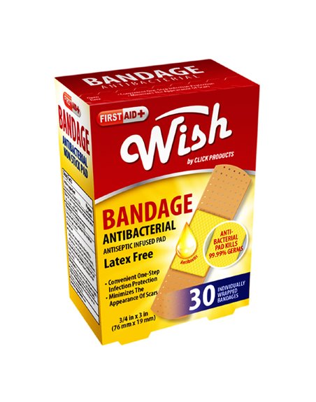 22910 - Wish Bandage Antibacterial - 30ct - Box:  - Loc: K12