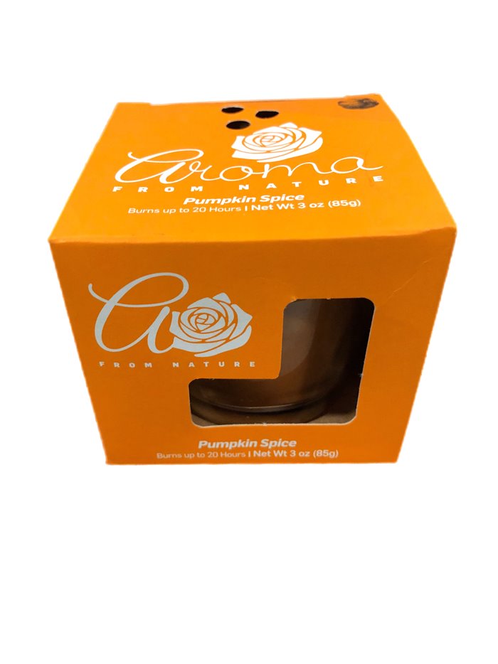 23902 - Aroma Candle Jar, Pumpkin Spice - 3 oz. (Case of 8) - Box:  - Loc: H13