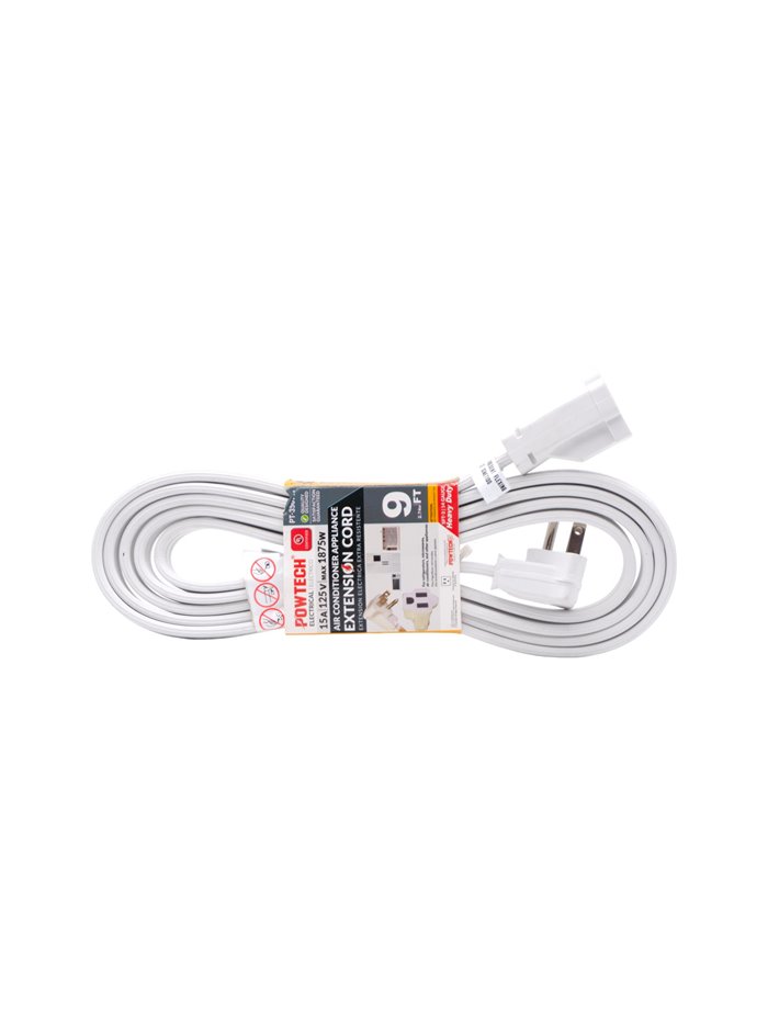 24670 - Extension A/C Cord, White - 9 ft. - Box:  - Loc: I10
