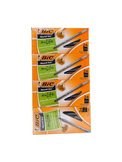 25370 - Bic Round Stic, Black- 24 ct - Box:  - Loc: P0