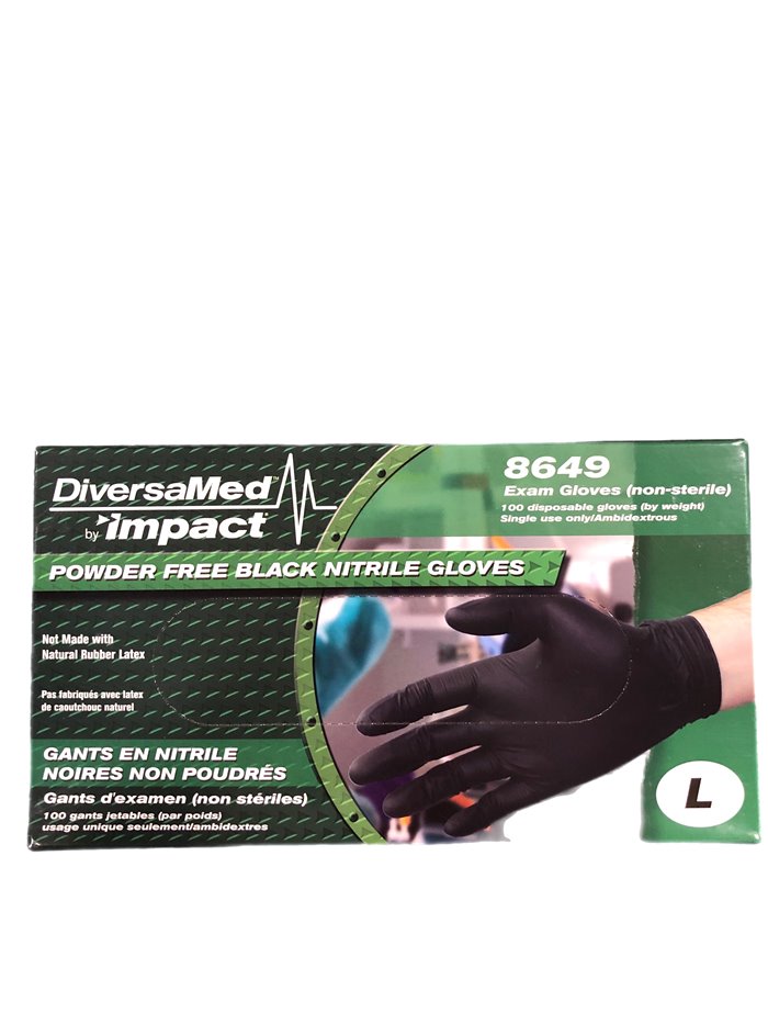 25777 - Nitrile Gloves Black PF, Large - 100ct - Box:  - Loc: P4