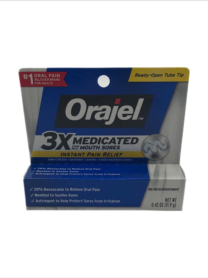 27382 - Orajel Maximum 3X Medicated For All Mouth Sores (Blue), Gel - 0.42 oz. - Box:  - Loc: F1