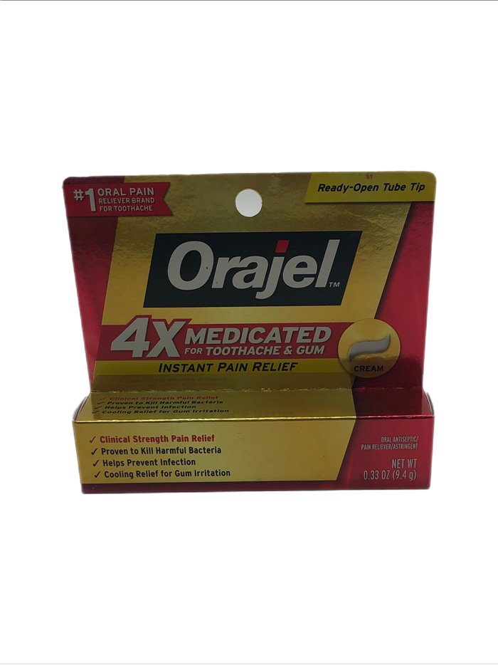 27383 - Orajel Maximum 4X Toothache & Gum Medicated, Cream - 0.33 oz. - Box:  - Loc: F1