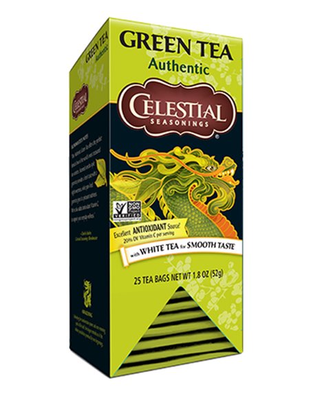 1834 - Celestial Seasonings Green Tea Authentic - 25 bags - Box:  - Loc: R6