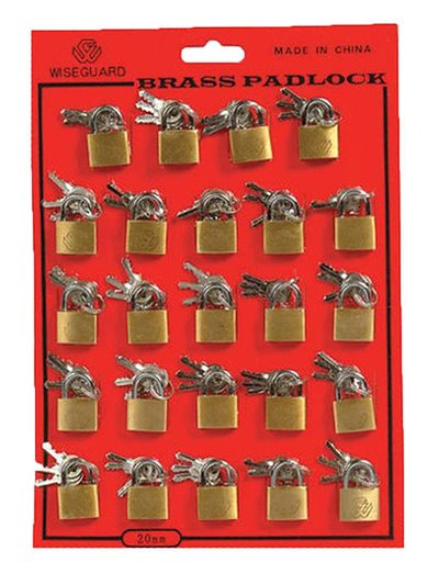 2977 - Brass Padlock 20mm - 24ct - Box:  - Loc: J1