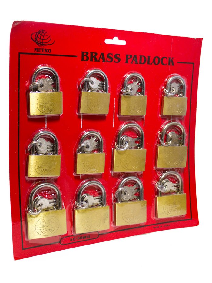 3000 - Brass Padlock Assorted 40/50mm - 12ct - Box:  - Loc: I4