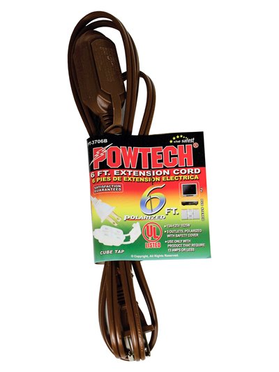 3043 - Extension Cord, Brown - 6 ft. - Box:  - Loc: I10