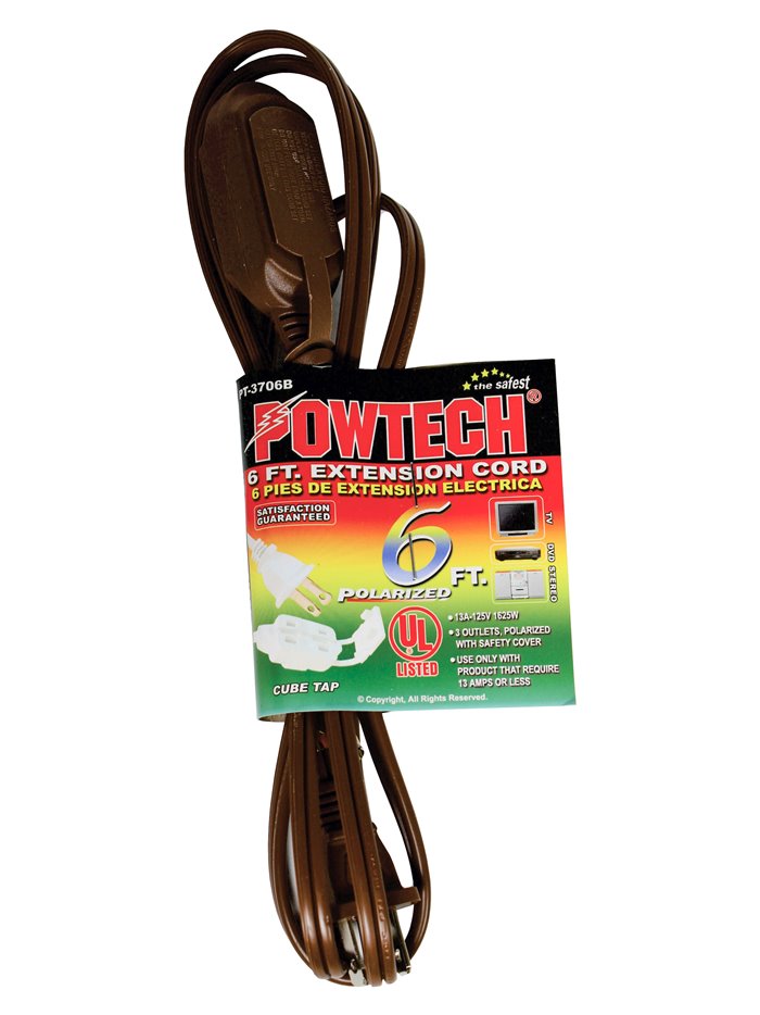 3043 - Extension Cord, Brown - 6 ft. - Box:  - Loc: I10