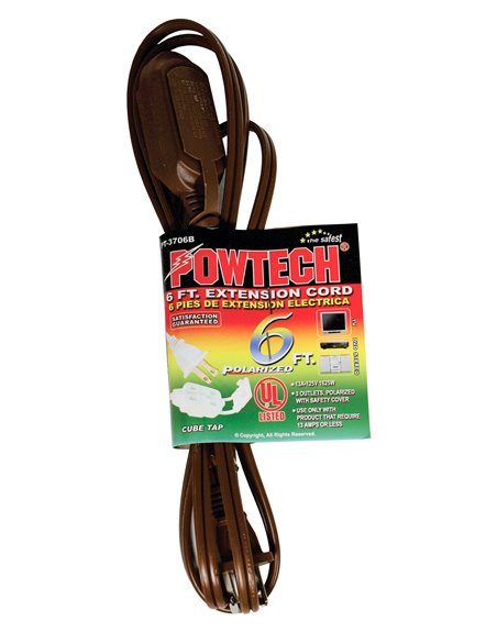 3043 - Extension Cord, Brown - 6 ft. - Box:  - Loc: I10